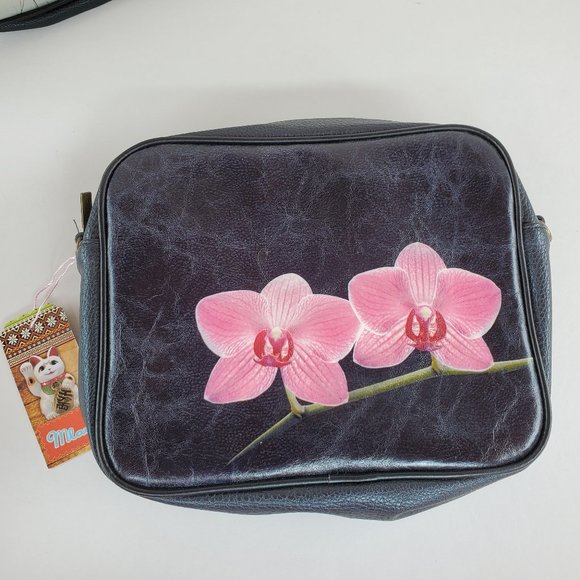 Mlavi Studio Mlair Purse Crossbody Bag Orchid Flower faux/vegan leather - Picture 1 of 11